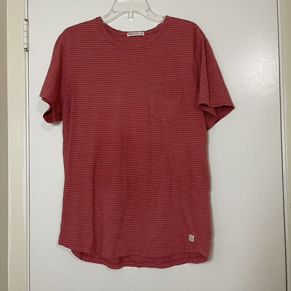 Marine Layer Red coral stripe pocket tshirt size Medium/large
